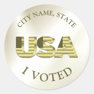 Sticker Rond J'Ai Voté USA Golden Elegant Election