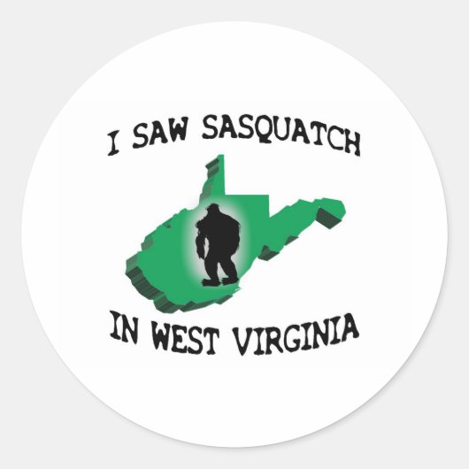 Sticker Rond J'Ai Vu Sasquatch En Virginie Occidentale (Devant)