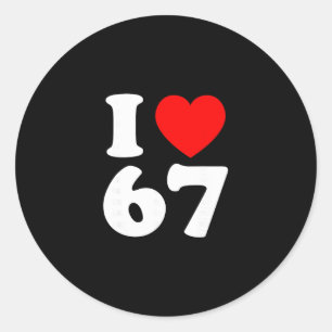 Sticker Rond J'aime 67 ans 67e anniversaire fête d'anniversaire