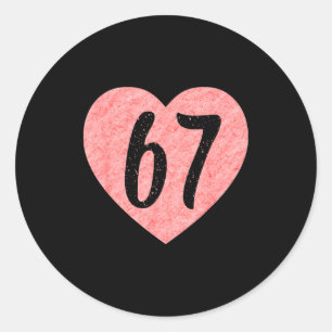 Sticker Rond J'aime 67 Drôle Je Cœur 67 Anniversaire Pour Homme