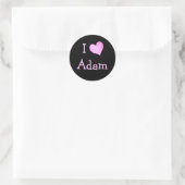 Sticker Rond J'aime Adam (Sac)
