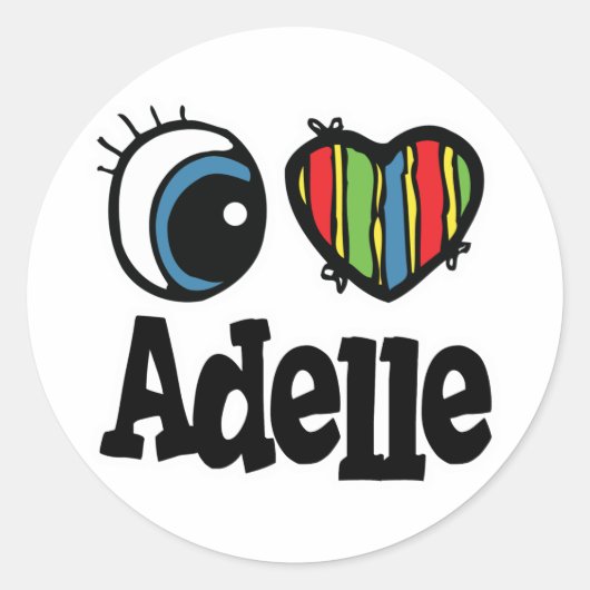 Sticker Rond J'aime Adelle (Devant)