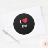Sticker Rond J'aime Alex (Enveloppe)