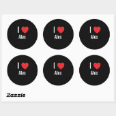 Sticker Rond J'aime Alex (Feuille)