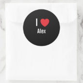 Sticker Rond J'aime Alex (Sac)