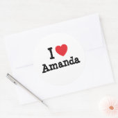 Sticker Rond J'aime Amanda coeur T-shirt (Enveloppe)