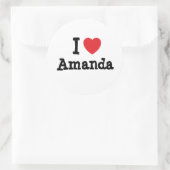 Sticker Rond J'aime Amanda coeur T-shirt (Sac)