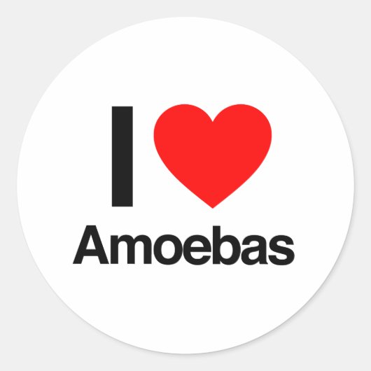 Sticker Rond j'aime amoebas (Devant)