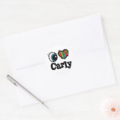 Sticker Rond J'aime (Amour) Carly (Enveloppe)