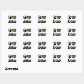 Sticker Rond J'aime Arthur (Feuille)