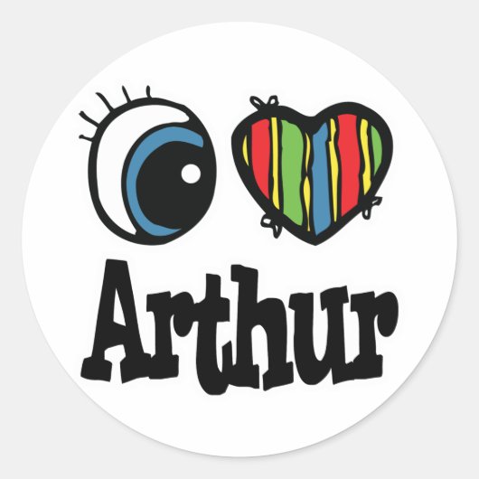 Sticker Rond J'aime Arthur (Devant)