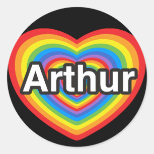Sticker Rond J'aime Arthur. Je t'aime Arthur. Cœur