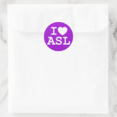 Sticker Rond J'aime ASL (la couleur) (Sac)