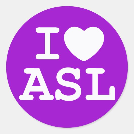 Sticker Rond J'aime ASL (la couleur) (Devant)