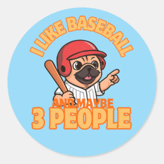 Sticker Rond J'aime baseball-puglife