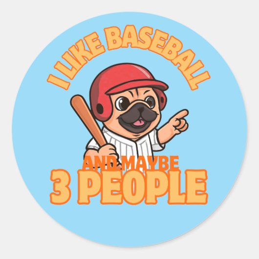 Sticker Rond J'aime baseball-puglife (Devant)