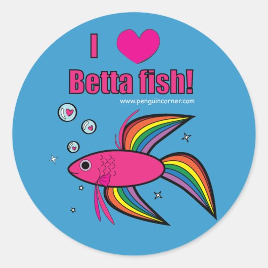 Sticker Rond J'Aime Betta Fish ! (Devant)
