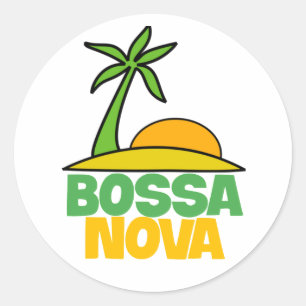 Sticker Rond J'aime Bossa Nova cadeau pour les amateurs de musi