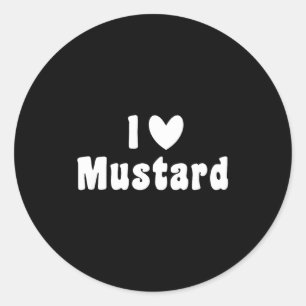 Sticker Rond J'aime bouteille de moutarde barbecue d'été drôle