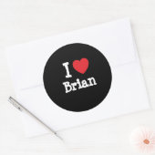 Sticker Rond J'aime Brian coeur personnalisé (Enveloppe)