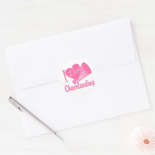 Sticker Rond J'Aime Cheerleader (Enveloppe)
