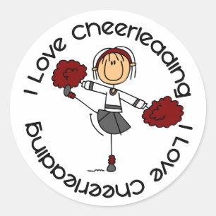 Sticker Rond J'aime Cheerleading le chiffre pom-pom girl de