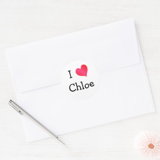 Sticker Rond J'aime Chloe (Enveloppe)