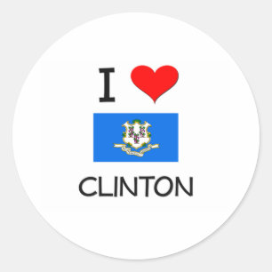 Sticker Rond J'aime Clinton Connecticut