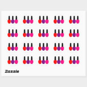 Sticker Rond J'Aime Clou Polonais Rouge Rose Violet Clou Polona (Feuille)