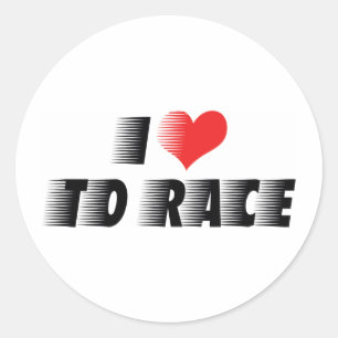 Sticker Rond J'aime cœur à courir - Amoureux de course de voitu