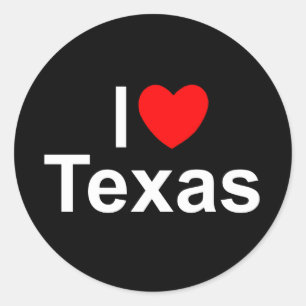 Sticker Rond J'aime (coeur) le Texas