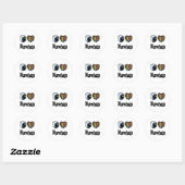 Sticker Rond J'aime (cœur) les narvals (Feuille)
