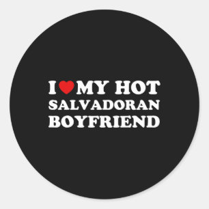 Sticker Rond J'aime (cœur) Mon Petit Ami Salvadorien Chaud Vale