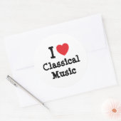 Sticker Rond J'aime coeur musique classique personnalisé (Enveloppe)