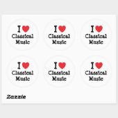 Sticker Rond J'aime coeur musique classique personnalisé (Feuille)