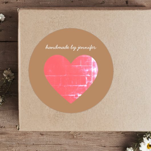 Sticker Rond J'aime Coeur Rouge artisanal par nom Customisé mig