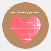 Sticker Rond J'aime Coeur Rouge artisanal par nom Customisé mig (Devant)