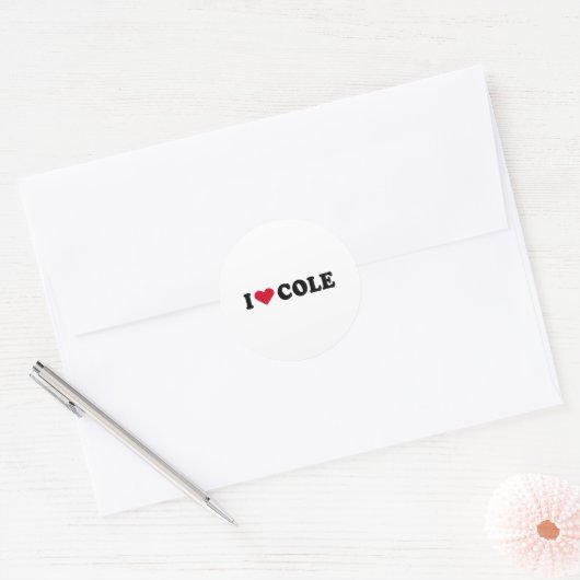 STICKER ROND J'AIME COLE (Enveloppe)