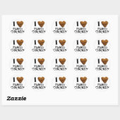 Sticker Rond J'aime collant au poulet frit (Feuille)
