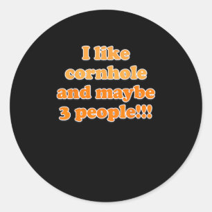 Sticker Rond J'aime Cornhole et peut-être 3 personnes Cornhole