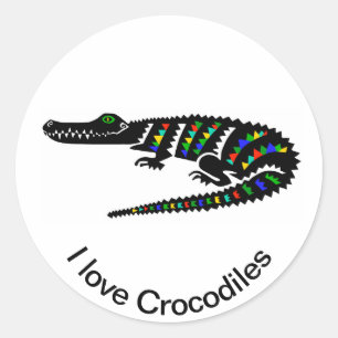 Sticker Rond J'aime CROCODILES - Reptile- Faune - États-Unis