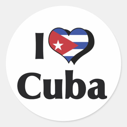Sticker Rond J'aime Cuba Drapeau (Devant)