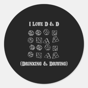 Sticker Rond J'aime D Et D Boire Et Conduire Drôle De Joueur D2