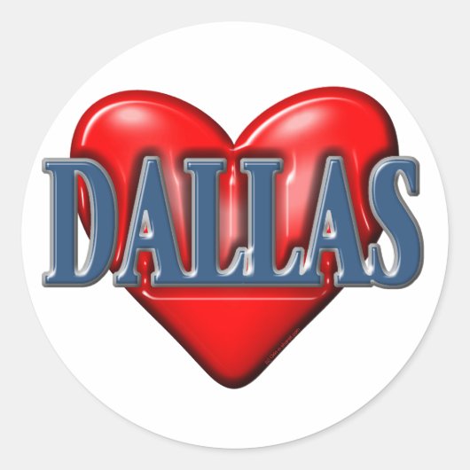 Sticker Rond J'aime Dallas Texas (Devant)