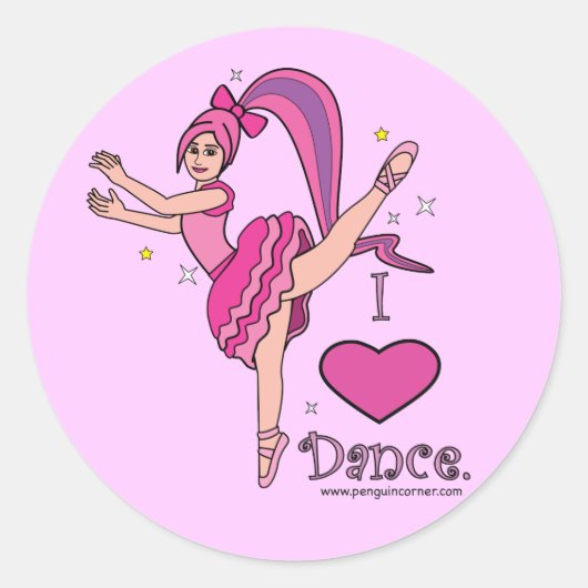 Sticker Rond J'Aime Danser ! (Devant)