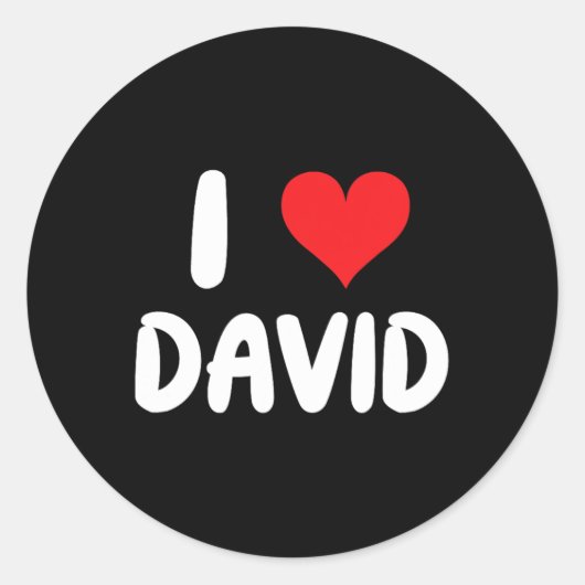 Sticker Rond J'aime David - Cœur (Devant)