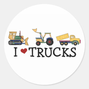 Sticker Rond J'aime des camions