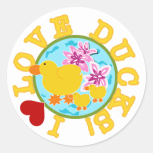 Sticker Rond J'aime des canards