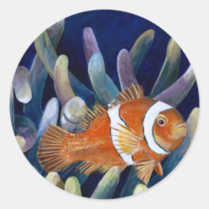 Sticker Rond J'aime des clownfish