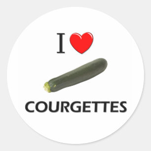 Sticker Rond J'aime des courgettes